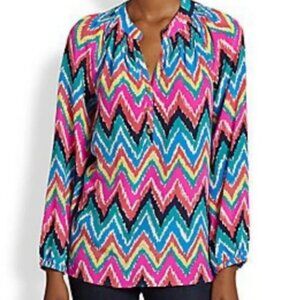 Lilly Pulitzer Elsa Blouse in chevron print Hearts a Flutter size medium NWOT